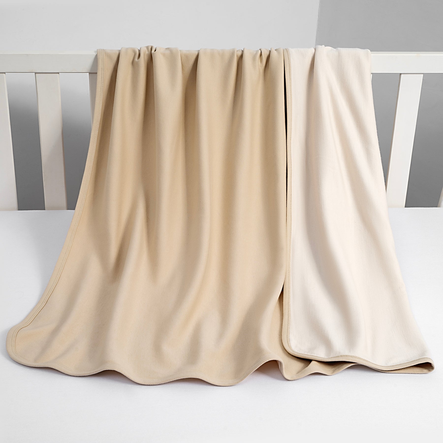 Merino Wool & Organic Cotton Toddler Blanket- Passive Temperature Regulating,52.5" x 40",Oatmeal