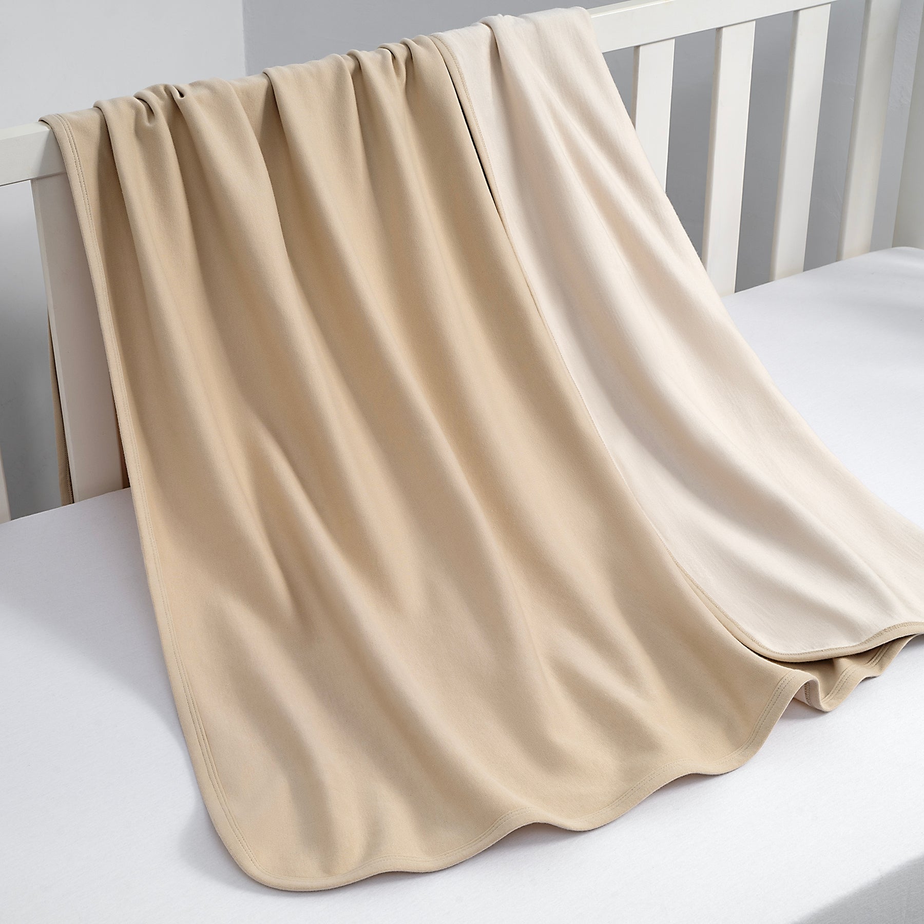 Merino Wool & Organic Cotton Toddler Blanket- Passive Temperature Regulating,52.5" x 40",Oatmeal