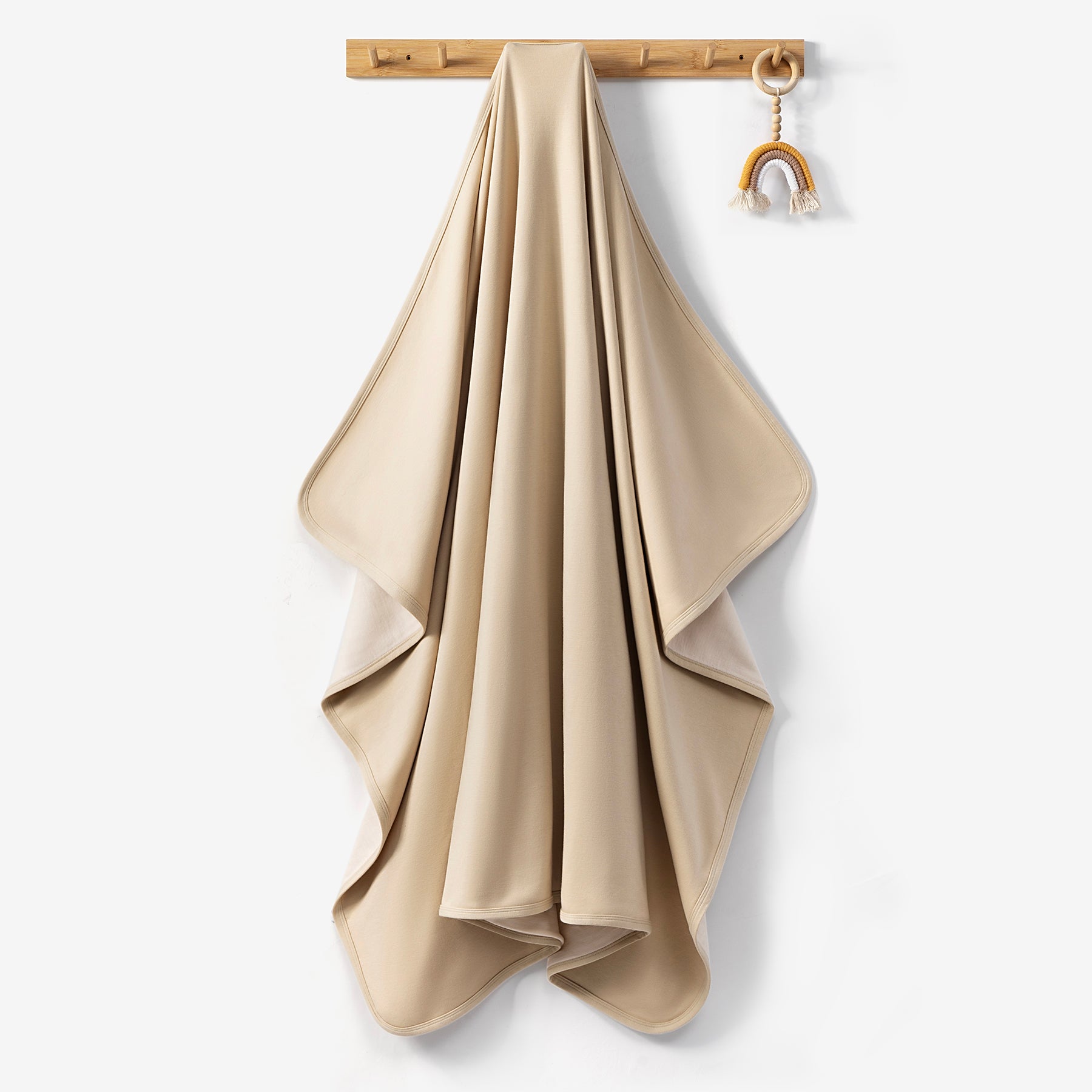 Merino Wool & Organic Cotton Toddler Blanket- Passive Temperature Regulating,52.5" x 40",Oatmeal